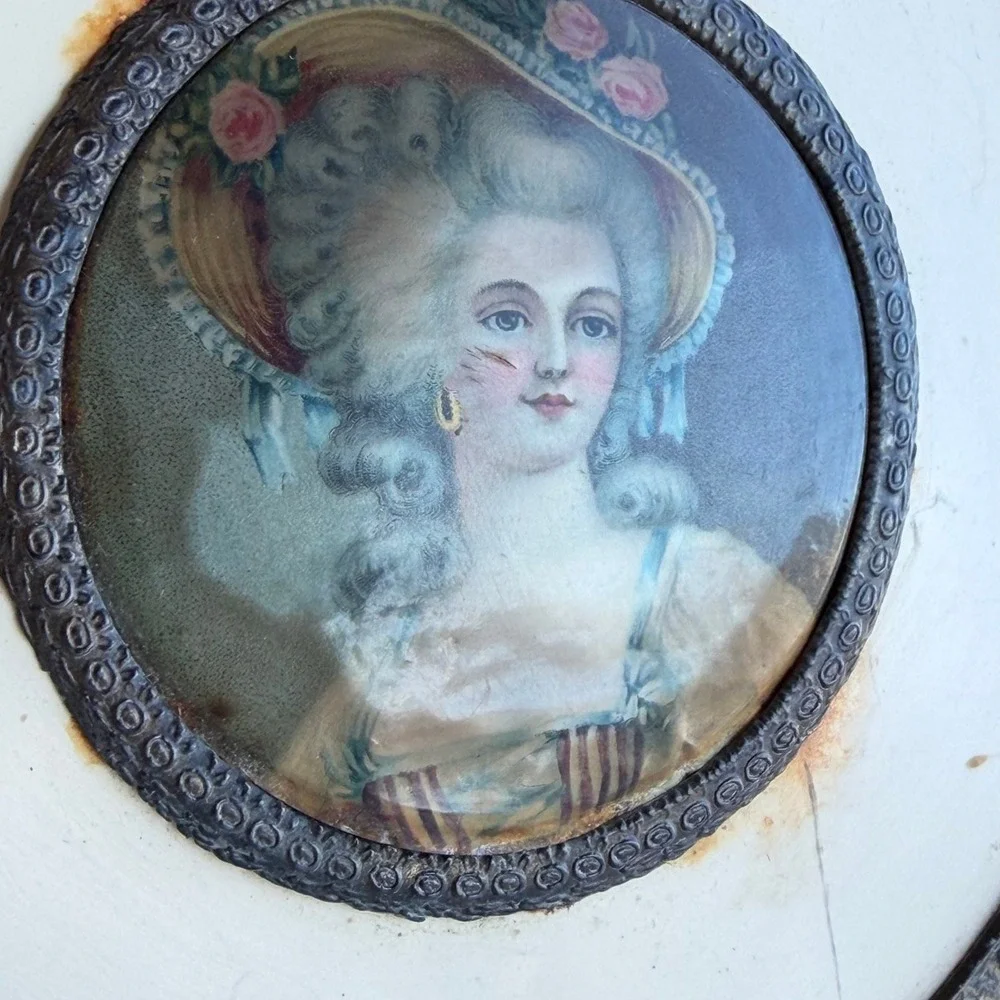 Antique Victorian Art Decor Old World Small‎ Lady Portrait Cottagecore French